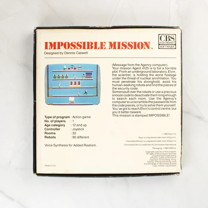 Impossible Mission doboz hátoldala