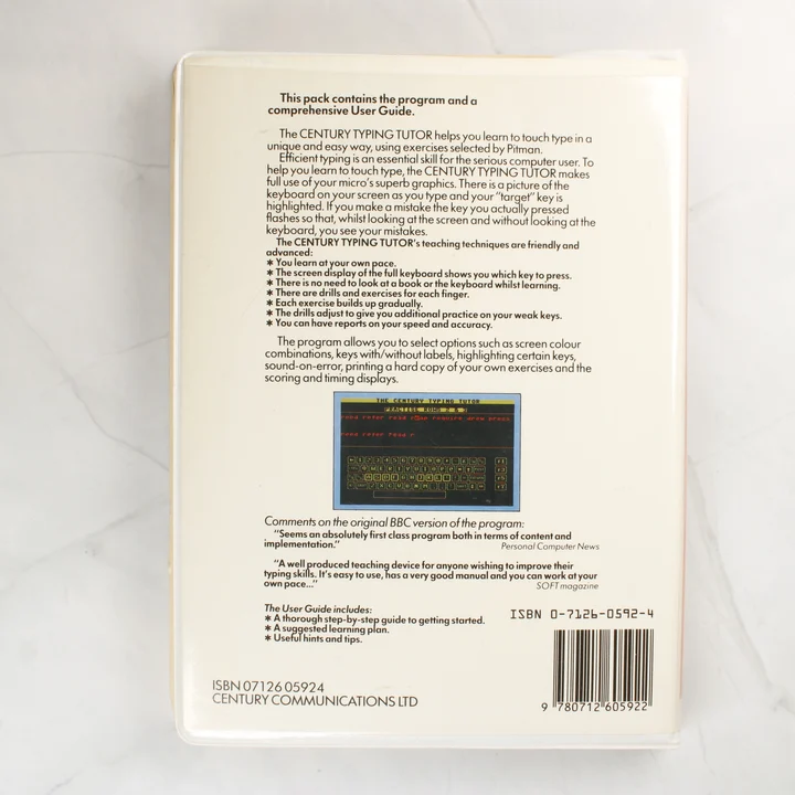 The Century Typing Tutor hátlap The Century Typing Tutor szoftver hátoldala