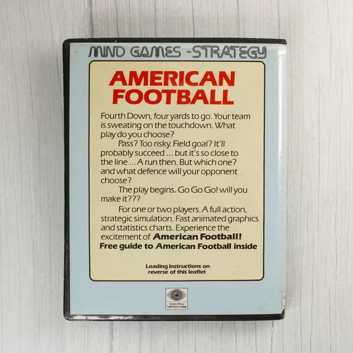 American Football ZX Spectrum játék hátlapja