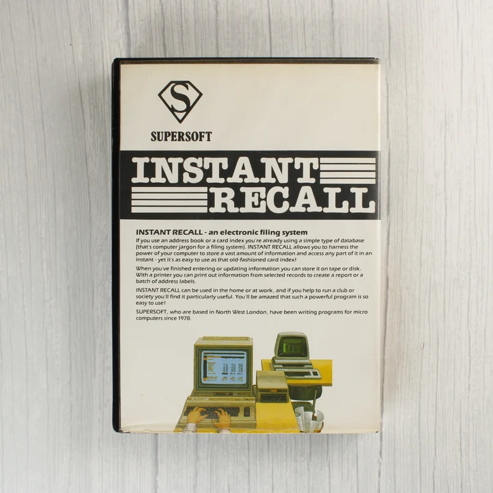 Instant Recall hátoldal Az Instant Recall szoftver dobozának hátoldala leírással