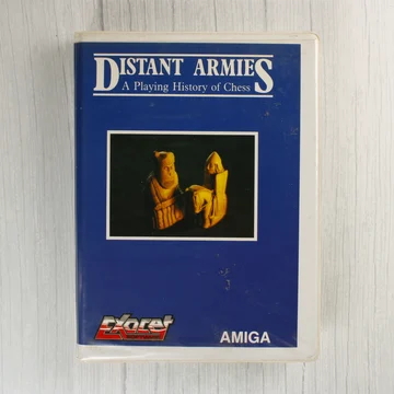 Distant Armies Amiga videójáték elölnézeti képe a kék borítóval
