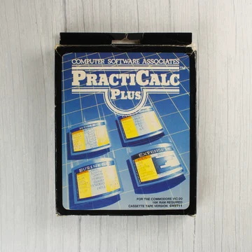 Practicalc Plus szoftver doboza Commodore VIC-20-hoz