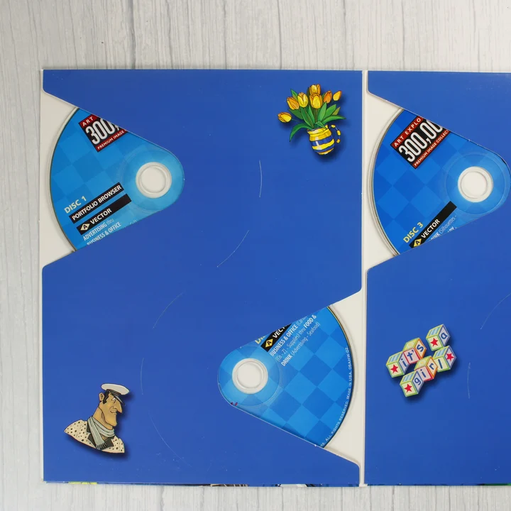 Art Explosion Image Library belső lemeztartó zsebek az első lemezekkel