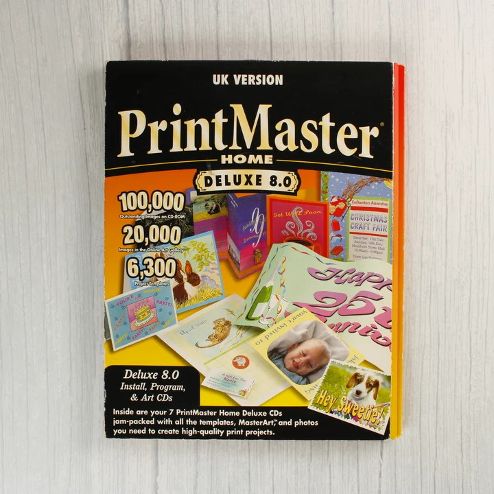 PrintMaster Home Deluxe 8.0 szoftvercsomag elülső borítója