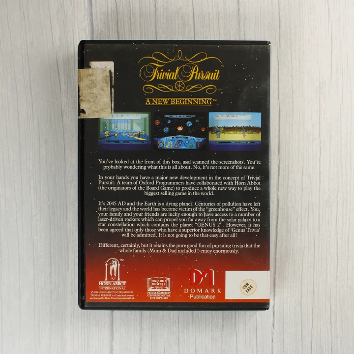 Trivial Pursuit: A New Beginning játék hátoldala leírással