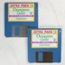 Két kék Amiga floppy lemez Dungeon Quest felirattal