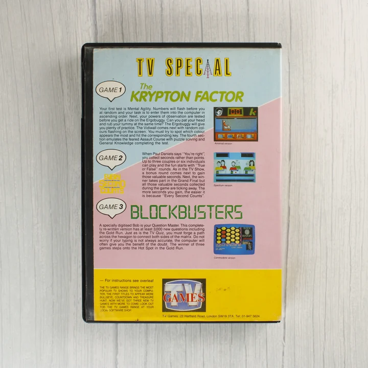 TV Special videójáték gyűjtemény hátlapja