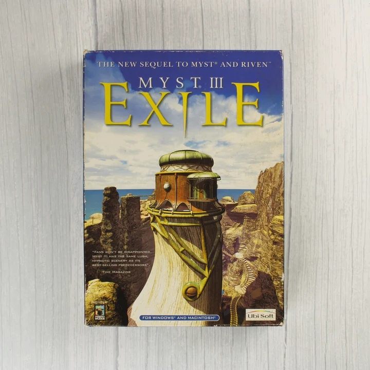 Myst III Exile videójáték kartondobozának előlapja