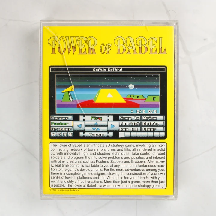Tower of Babel Amiga videójáték tokja hátulról