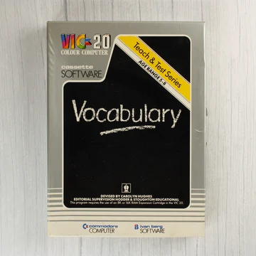 A Commodore VIC-20 Vocabulary szoftver dobozának előlapja