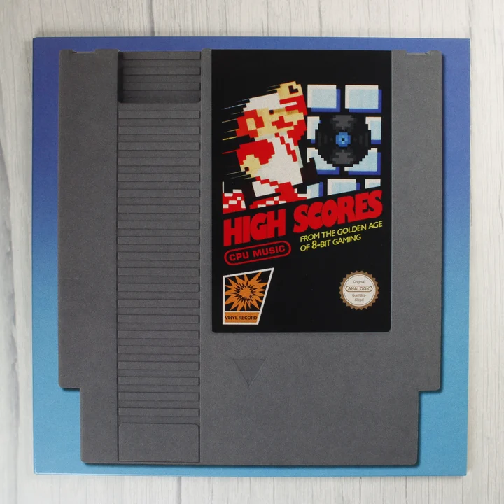 High Scores videójáték-zenei bakelit lemez borítója NES cartridge formában