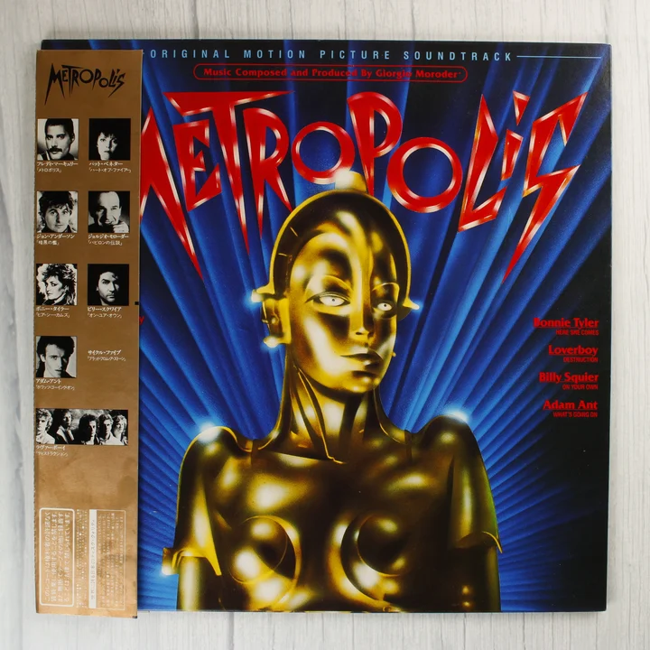 Metropolis filmzene bakelit lemez borítója japán OBI sávval