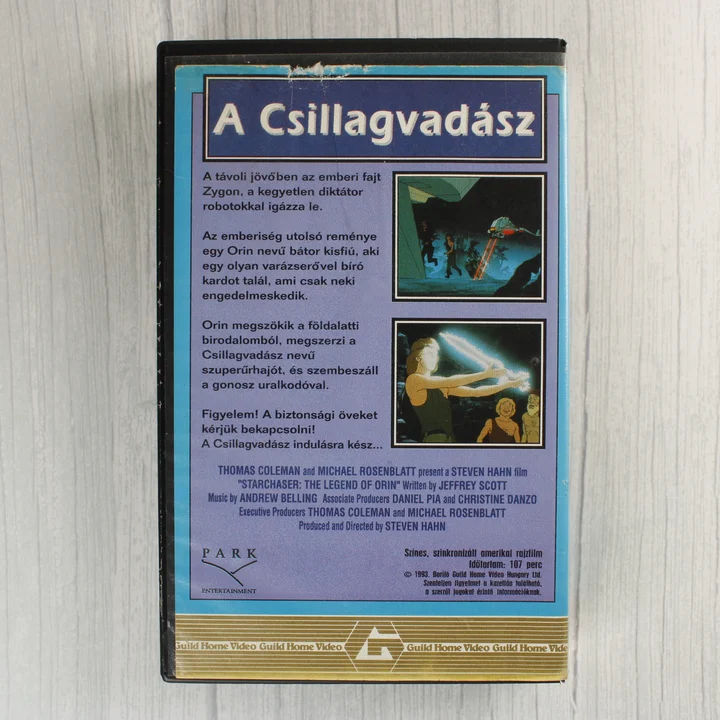 A Csillagvadász VHS hátlap A Csillagvadász VHS kazetta hátoldala