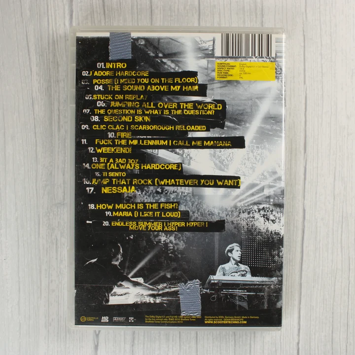 Scooter Live in Hamburg DVD hátlap számlistával