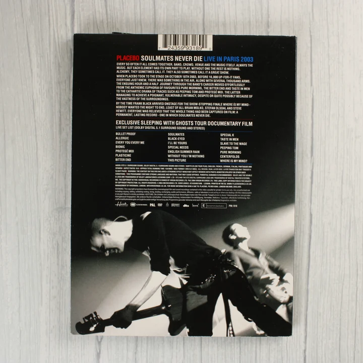 Placebo Soulmates Never Die DVD hátlap A Placebo Soulmates Never Die DVD hátoldala