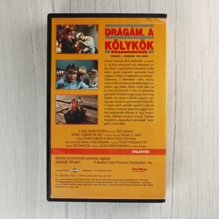 Drágám, a kölykök összementek VHS kazetta hátoldala