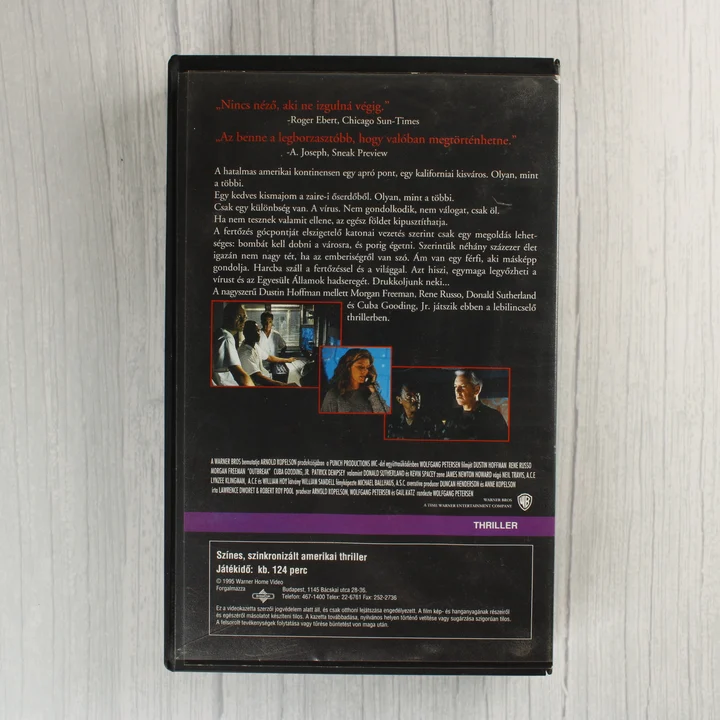 A Vírus című film VHS kazettájának hátoldala