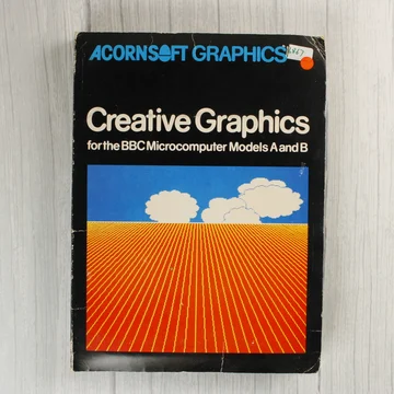 Az Acornsoft Creative Graphics szoftver fekete kartonborítója BBC Microcomputerhez.