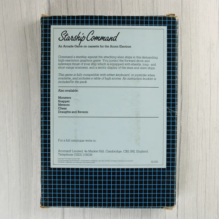 Starship Command doboz hátlap A Starship Command videójáték dobozának hátoldala a leírással