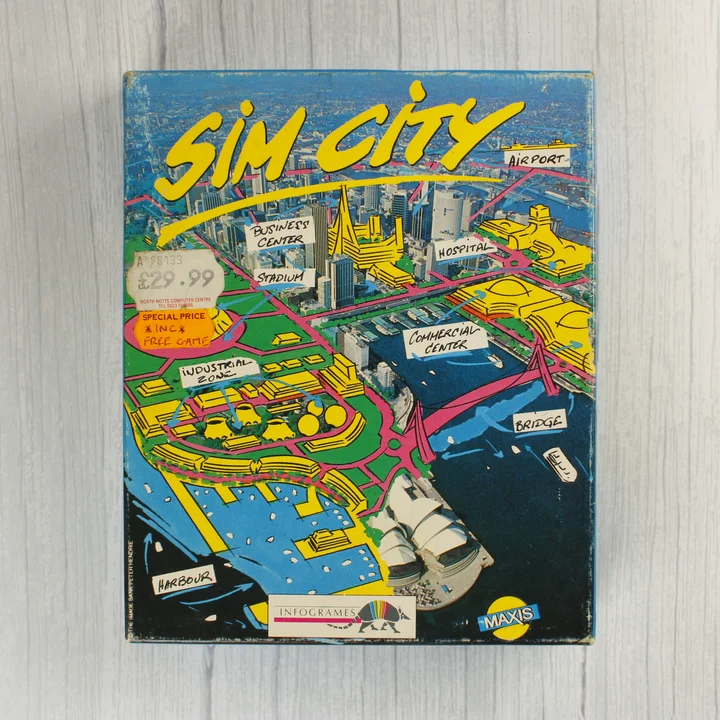 A SimCity videójáték színes dobozának előlapja