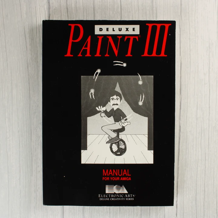 A Deluxe Paint III Amiga felhasználói kézikönyvének fekete borítója