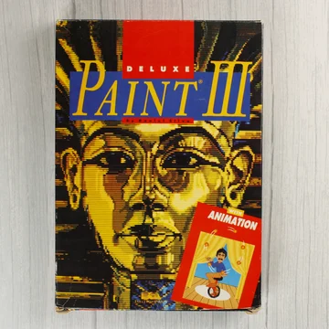 A Deluxe Paint III szoftver színes díszdoboza elölről