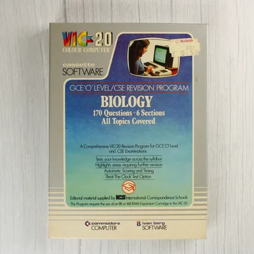 Commodore VIC-20 Biology szoftver dobozának előlapja