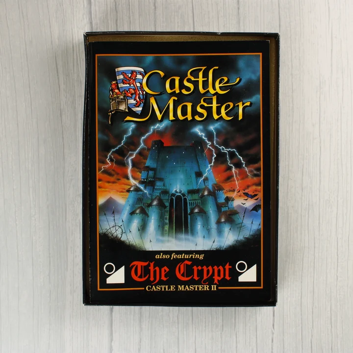 Castle Master Commodore 64 játék nyitott doboza az útmutatóval