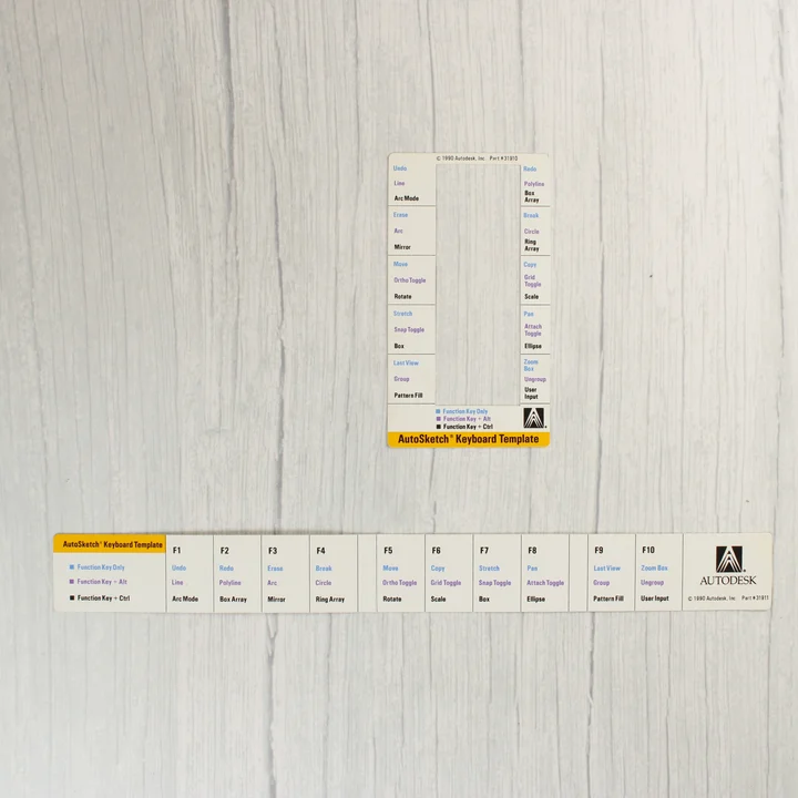 AutoSketch V3 sablonok AutoSketch billentyűzet-sablonok a funkcióbillentyűkhöz