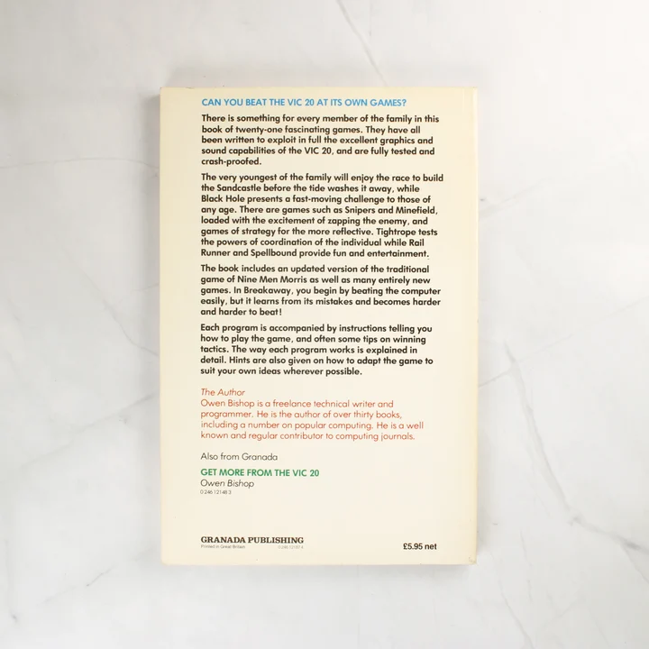 The VIC 20 Games Book hátoldala