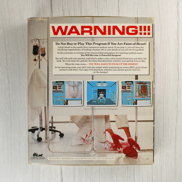 Life & Death Amiga játék dobozának hátoldala leírással