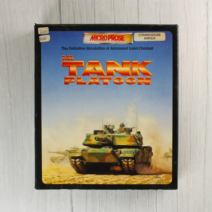 Az M1 Tank Platoon videójáték dobozának eleje egy tank képével