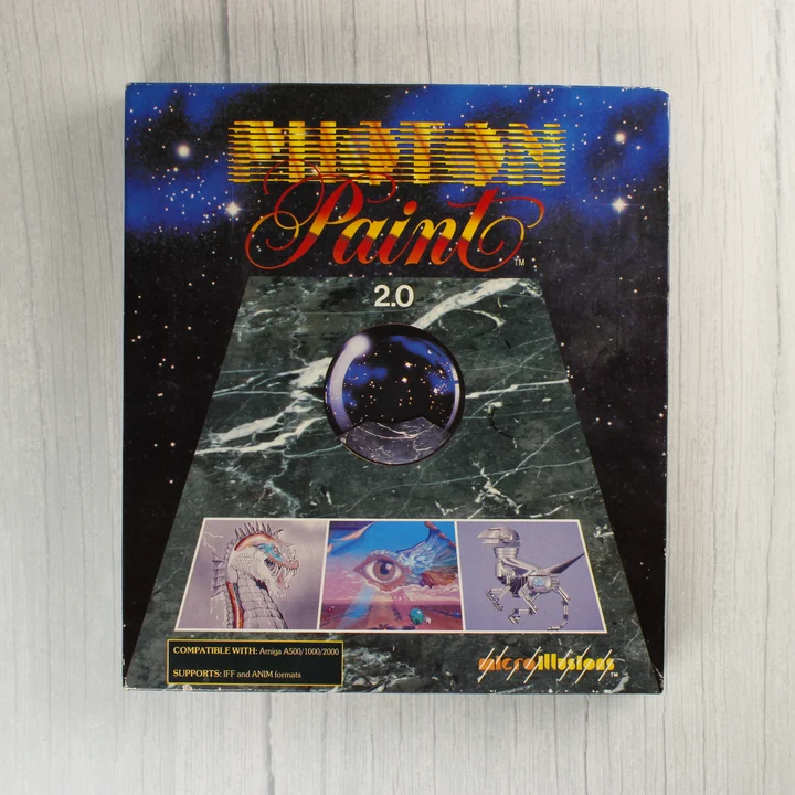 Photon Paint 2.0 Amiga szoftver dobozának előlapja