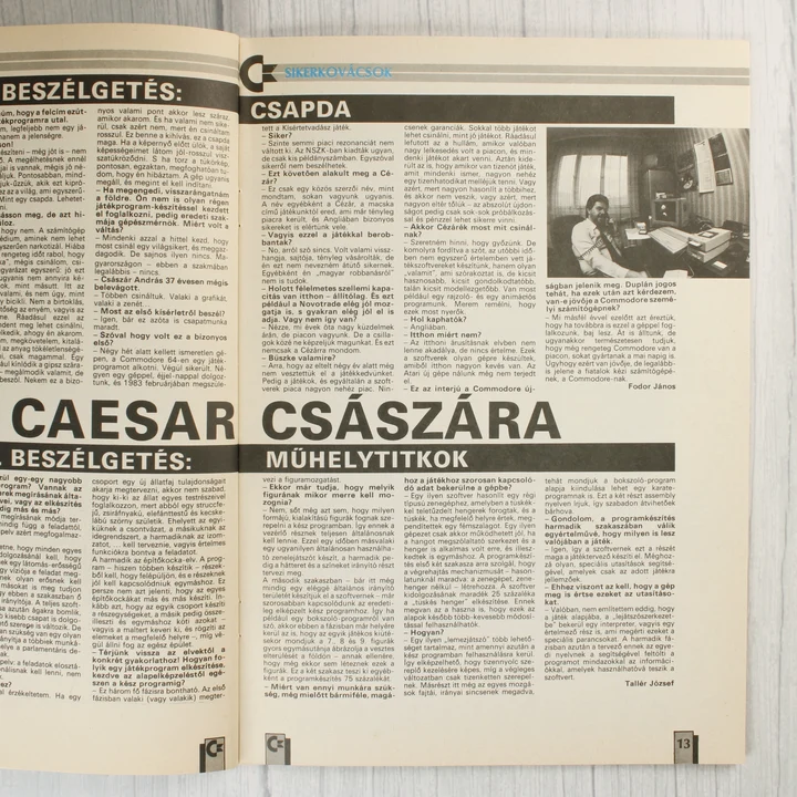 Commodore újság belső tartalom A Commodore újság belső oldalai szöveggel és interjúval