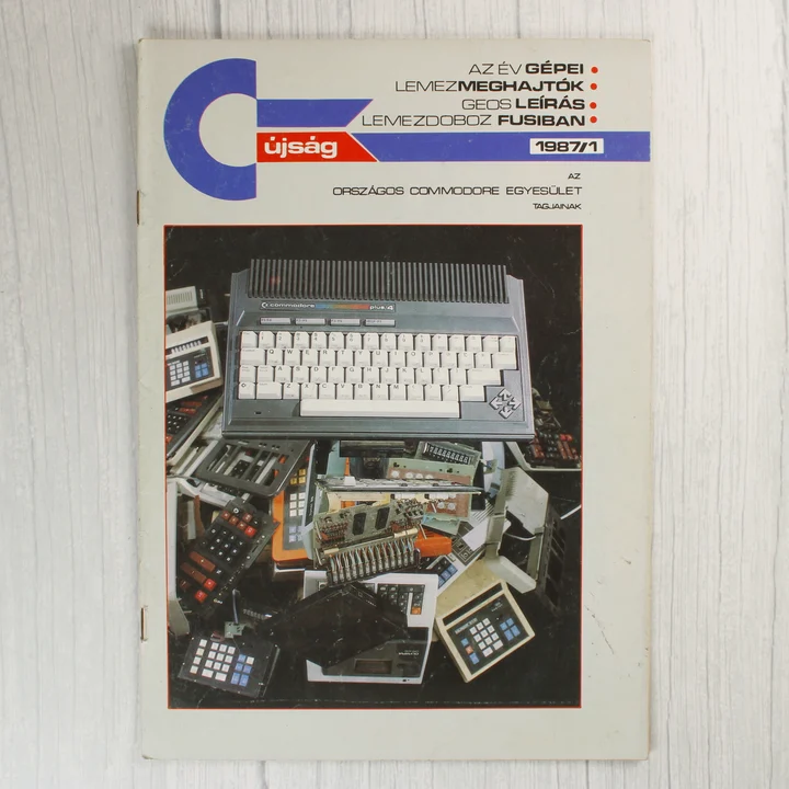 A Commodore újság 1987/1-es számának címlapja egy plus/4 számítógéppel