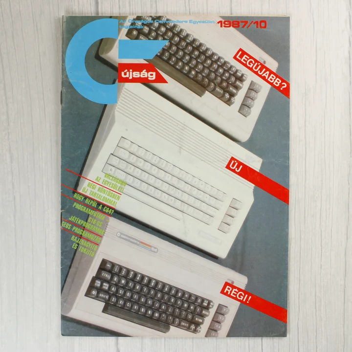 A Commodore újság 1987/10-es számának címlapja három számítógéppel.