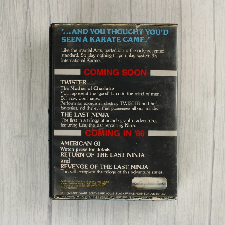 International Karate videójáték hátoldala