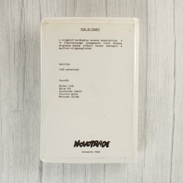 Tour de France C64 hátlap Tour de France Commodore 64 játék tokjának hátoldala magyar leírással