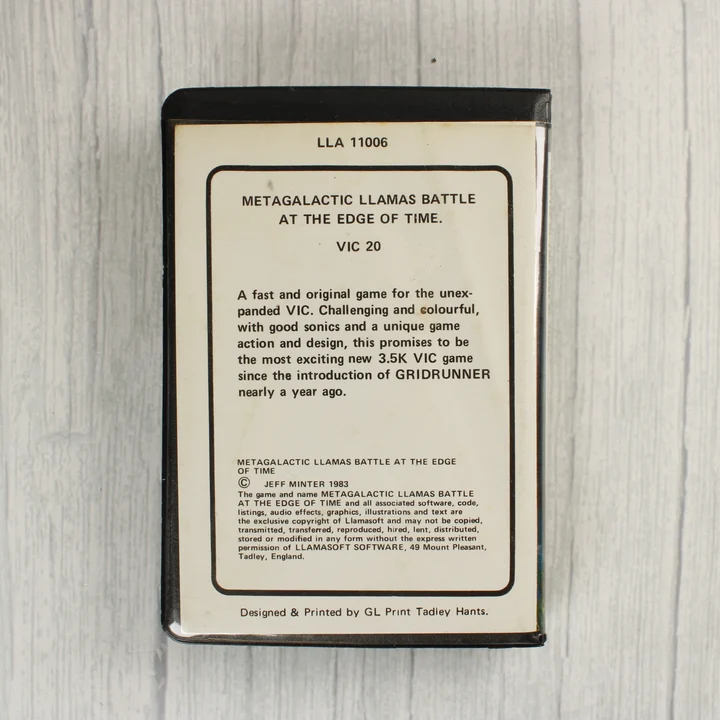 Metagalactic Llamas Battle at the Edge of Time VIC-20 játék hátoldala