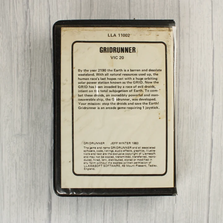 Gridrunner videójáték hátoldali leírása