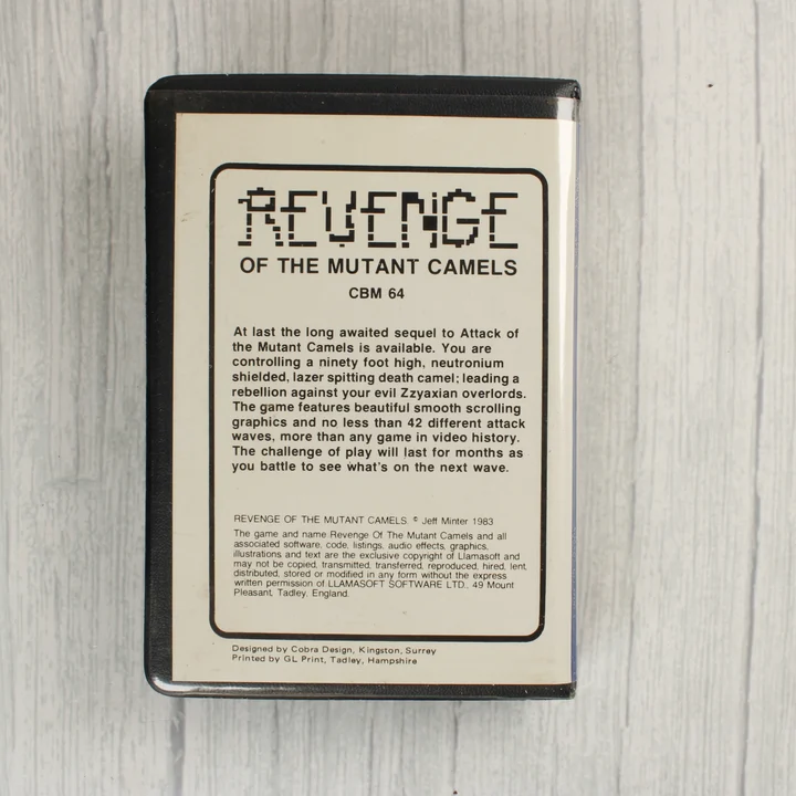Revenge of the Mutant Camels C64 játék tokja hátulról