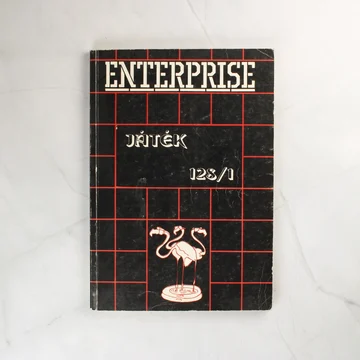 Az Enterprise Játék 128/1 könyv fekete, piros rácsos borítója