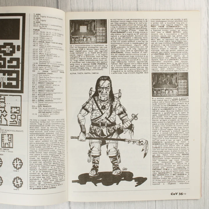 A Commodore Világ magazin belső oldala szöveggel és illusztrációkkal.