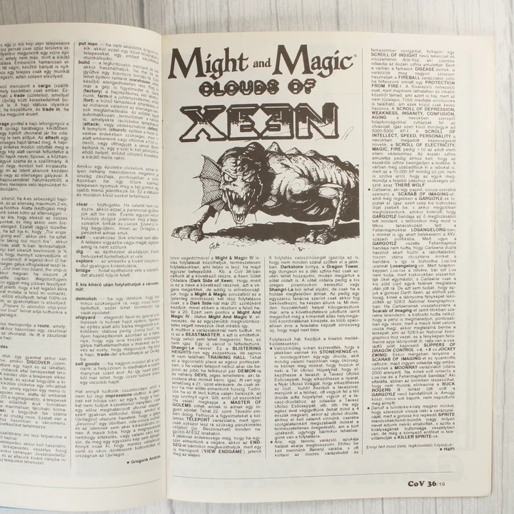 A Commodore Világ magazin belső oldala a Might and Magic IV leírásával