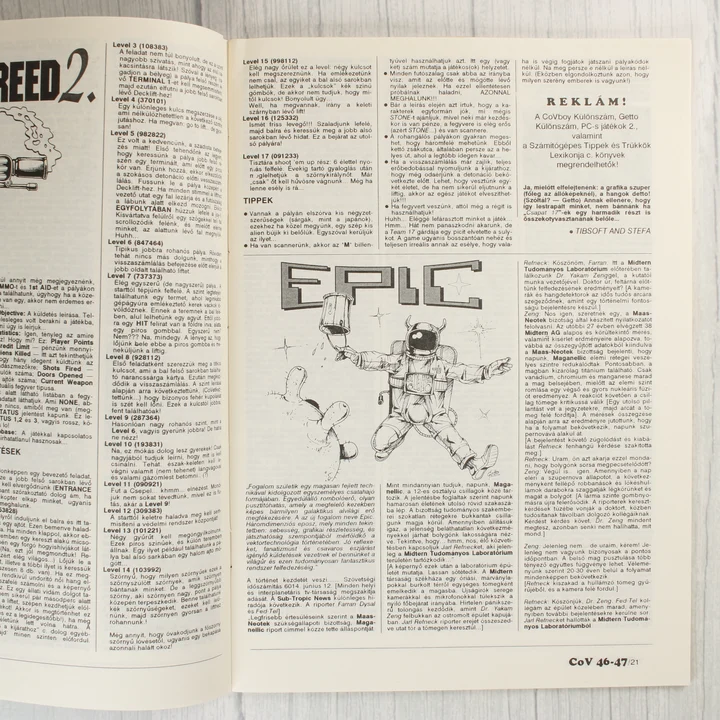 A Commodore Világ magazin belső oldalai szöveggel és illusztrációval