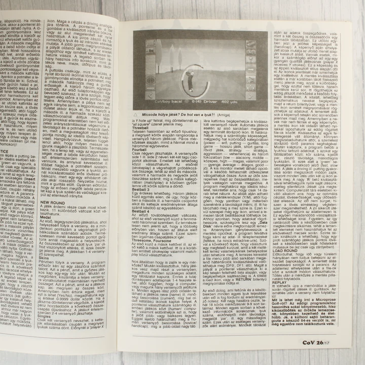 Commodore Világ 26. szám belső A Commodore Világ magazin belső oldala szöveges leírással és játékképekkel.