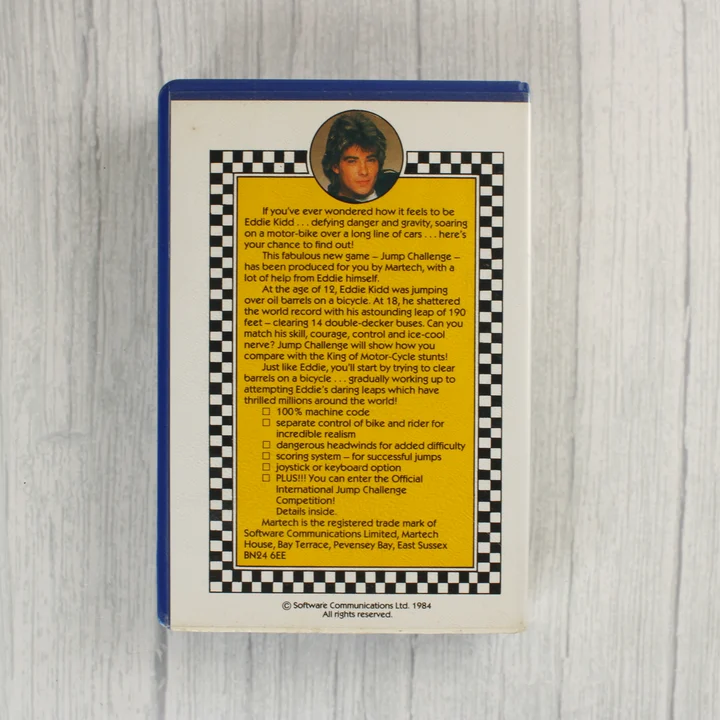 Eddie Kidd Jump Challenge Commodore 64 játék hátlapja