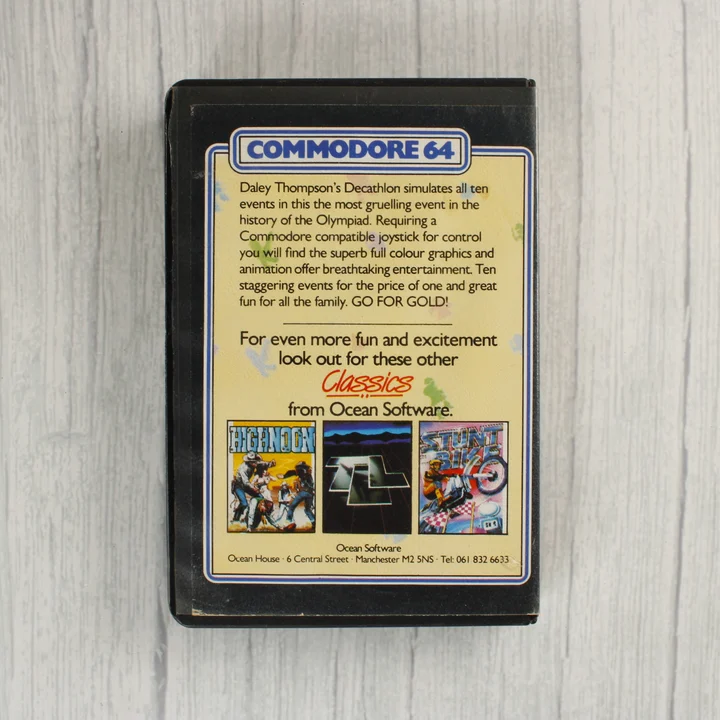 Daley Thompson's Decathlon Commodore 64 játék hátlapja