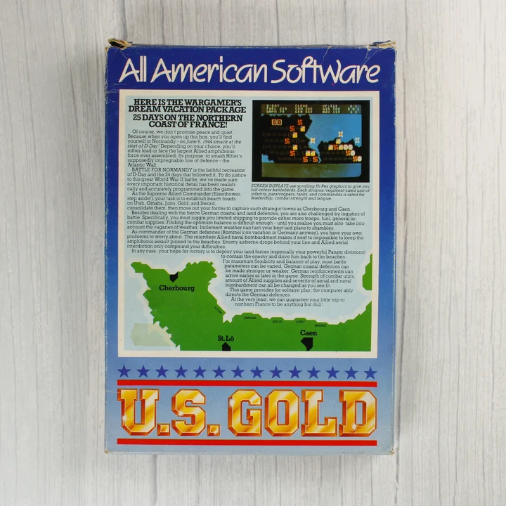 Battle for Normandy hátoldal Battle for Normandy Commodore 64 játék dobozának hátoldala