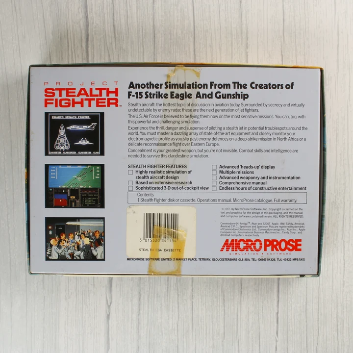 Project Stealth Fighter doboz hátoldala